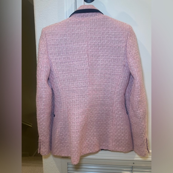 Zara Textured Blazer with Contrast Piping on Pink and Black Size XS - Picture 6 of 7